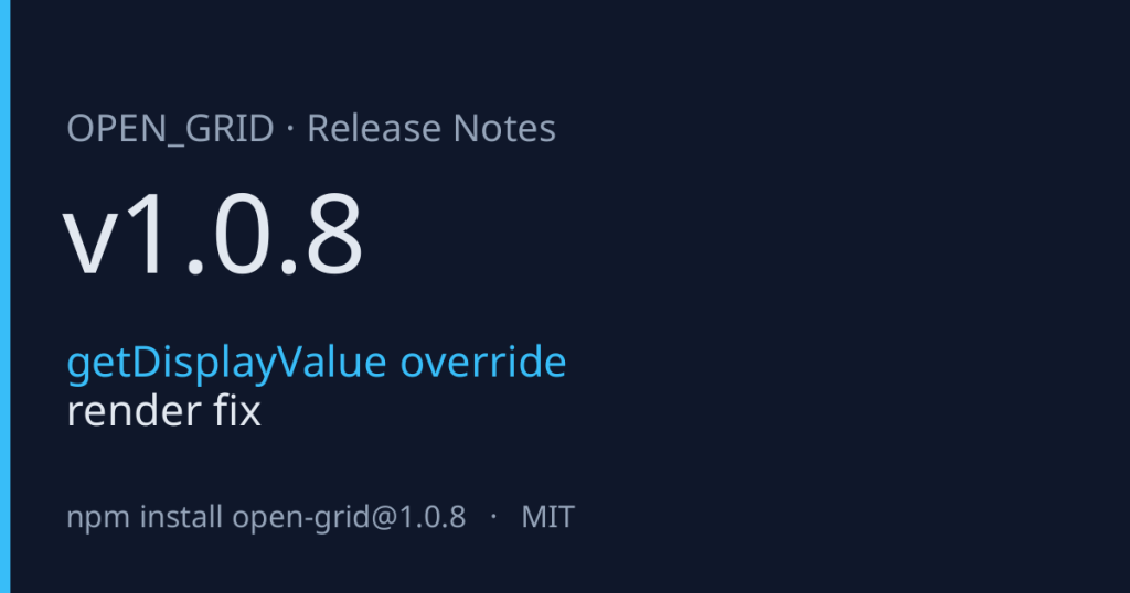 OPEN_GRID v1.0.8 릴리즈 노트