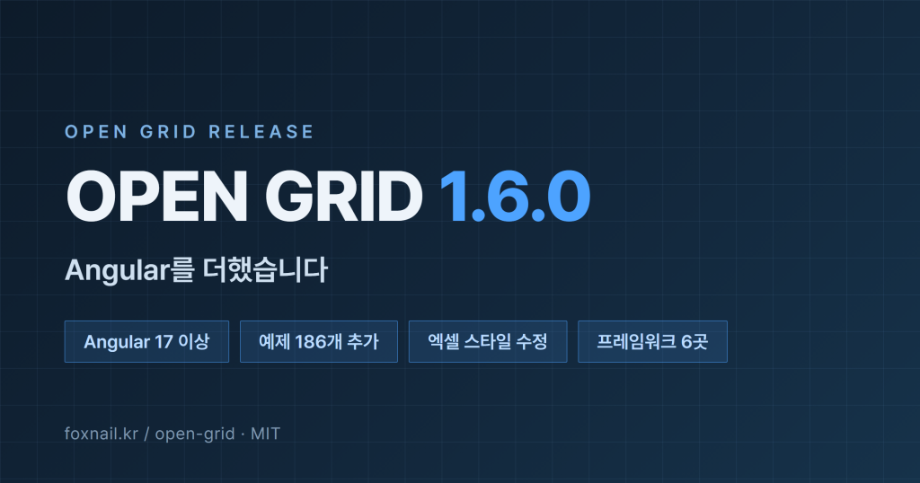 OPEN_GRID 1.6.0 — Angular